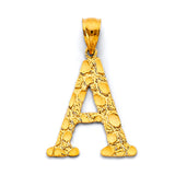 14K Yellow Gold Nugget Initial Pendant