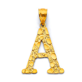 14K Yellow Gold Nugget Initial Pendant
