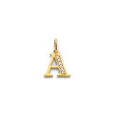 14K Two-Tone Gold CZ Accent Initial Pendant - Letter A on White Background