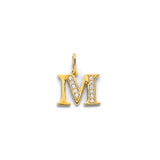 14K Two-Tone Gold CZ Accent Initial Pendant - Letter M on White Background