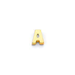14K Yellow Gold Bold Block Initial Pendant - Letter A on White Background
