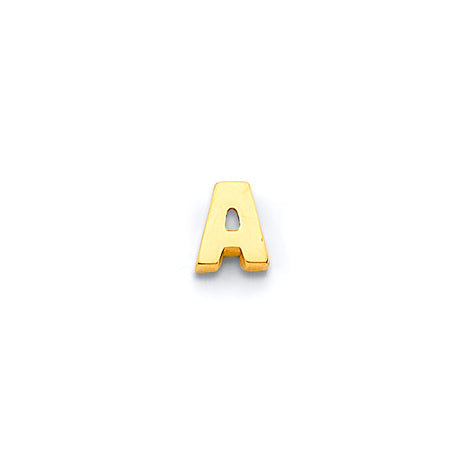 14K Yellow Gold Bold Block Initial Pendant - Letter A on White Background