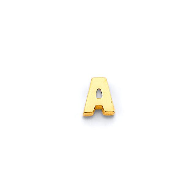 14K Yellow Gold Bold Block Initial Pendant - Letter A on White Background