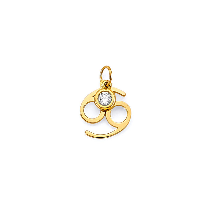14K Yellow Gold Zodiac Halo Pendant