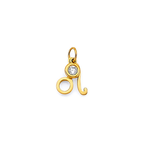 14K Yellow Gold Zodiac Halo Pendant