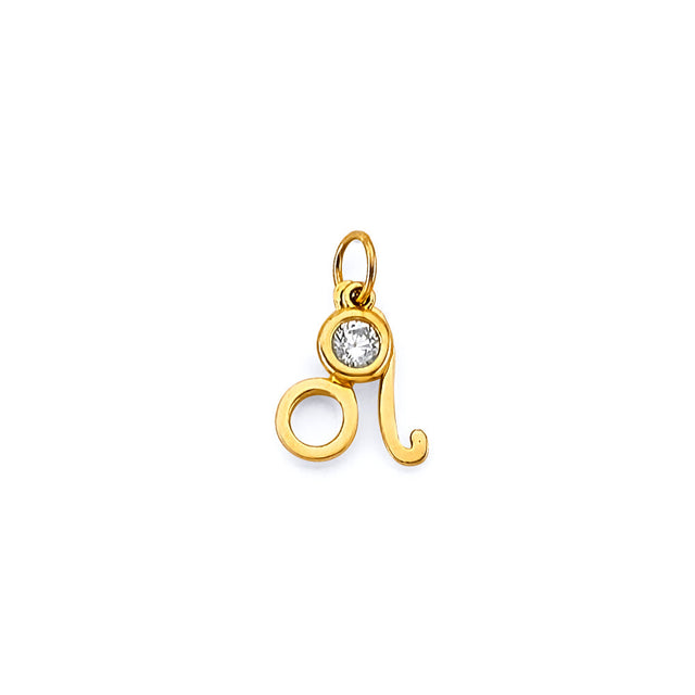 14K Yellow Gold Zodiac Halo Pendant