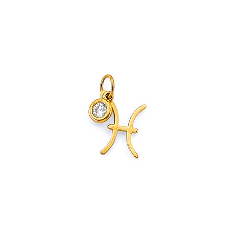 14K Yellow Gold Zodiac Halo Pendant