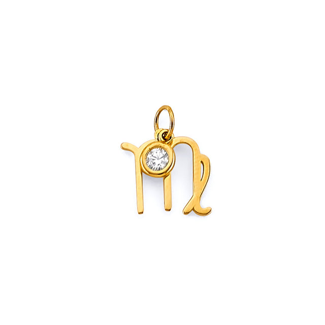 14K Yellow Gold Zodiac Halo Pendant