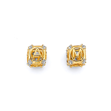 14K Two-Tone Gold CZ Initial Slider Charm - Letter A on White Background