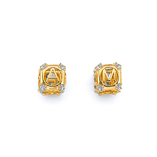 14K Two-Tone Gold CZ Initial Slider Charm - Letter A on White Background