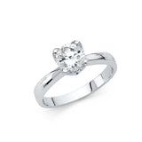 14K Gold Round Cathedral Solitaire Engagement Ring — White Gold