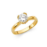 14K Gold Round Cathedral Solitaire Engagement Ring — Yellow Gold