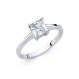 14K Gold Princess-Cut Solitaire Engagement Ring — White Gold