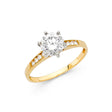 14K Gold Round Side Stone Engagement Ring — Yellow Gold