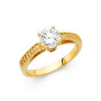 14K Gold Round Cathedral Pavé Solitaire Engagement Ring — Yellow Gold