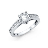 14K Gold Round Channel-Set Solitaire Engagement Ring — White Gold