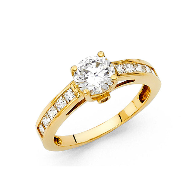 14K Gold Round Channel-Set Solitaire Engagement Ring — Yellow Gold