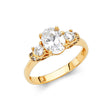 14K Yellow Gold Oval Three-Stone Engagement Ring