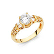 14K Yellow Gold Round Channel-Set Side Stone Engagement Ring