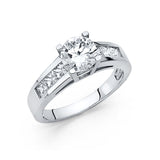 14K Gold Round Wide Channel-Set Solitaire Engagement Ring — White Gold