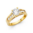 14K Gold Round Wide Channel-Set Solitaire Engagement Ring — Yellow Gold