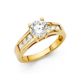 14K Gold Round Wide Channel-Set Solitaire Engagement Ring — Yellow Gold