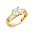 14K Gold Princess-Cut Channel-Set Solitaire Engagement Ring — Yellow Gold