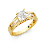 14K Gold Princess-Cut Channel-Set Solitaire Engagement Ring — Yellow Gold