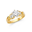 14K Yellow Gold Round Bypass Three-Stone Engagement Ring