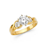 14K Yellow Gold Round Bypass Three-Stone Engagement Ring