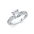 14K White Gold Round Pavé Solitaire Engagement Ring