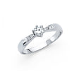 14K White Gold Round Side Stone Engagement Ring