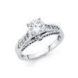 14K White Gold Round Split Shank Pavé Solitaire Engagement Ring