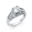14K White Gold Round Split Shank Solitaire Engagement Ring