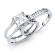 14K White Gold Princess Split Shank Solitaire Engagement Ring