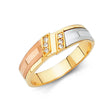 14K Tricolor Gold Two-Row Step Men's Wedding Band