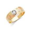 14K Tricolor Gold Geometric Triangle Men's Wedding Band