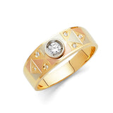14K Tricolor Gold Geometric Triangle Men's Wedding Band