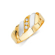 14K Two-Tone Gold Diagonal Ribbed Men's Wedding Band