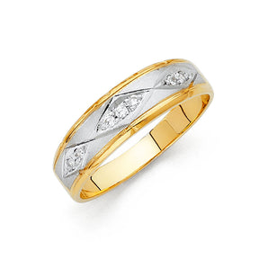 14K Two-Tone Gold Diagonal Harlequin Men's Wedding Band