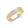 14K Two-Tone Gold Center Solitaire & Side-Accent Men's Wedding Band