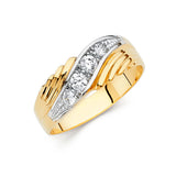 14K Two-Tone Gold Graduated Five-Stone Men's Wedding Band