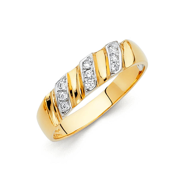 14K Two-Tone Gold Three-Panel Men's Wedding Band