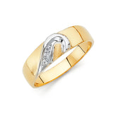 14K Two-Tone Gold Curved Wishbone Men's Wedding Band
