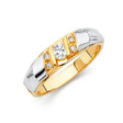 14K Two-Tone Gold Vertical Bar-Set Solitaire Men's Wedding Band