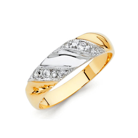 14K Two-Tone Gold Diagonal Accent Men's Wedding Band