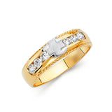 14K Two-Tone Gold Cross Men's Wedding Band