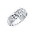 14K White Gold Diagonal Five-Stone Grooved-Shoulder Men's Wedding Band