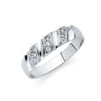 14K White Gold Diagonal Fluted Men's Wedding Band