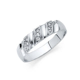 14K White Gold Diagonal Fluted Men's Wedding Band